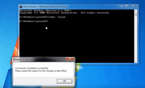 change windows 7 key via cmd